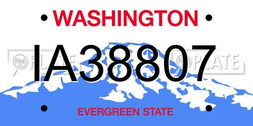 IA38807 Washington License Plate