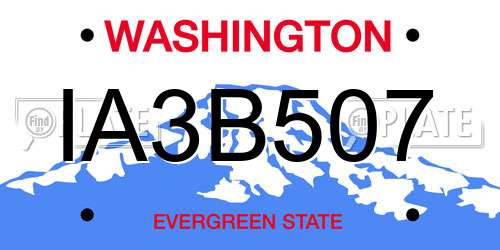 IA3B507 Washington License Plate