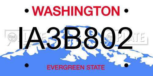 IA3B802 Washington License Plate