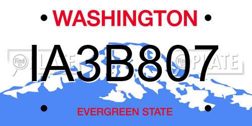 IA3B807 Washington License Plate