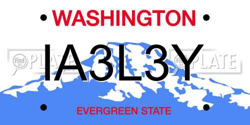 IA3L3Y Washington License Plate