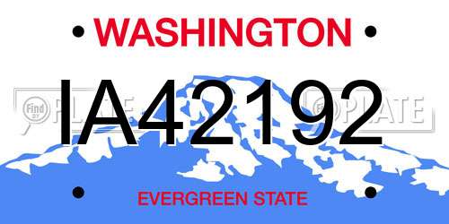 IA42192 Washington License Plate