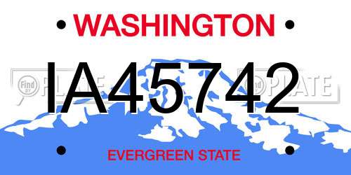 IA45742 Washington License Plate