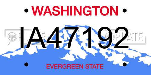 IA47192 Washington License Plate