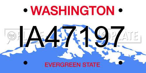 IA47197 Washington License Plate