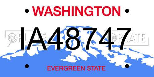 IA48747 Washington License Plate