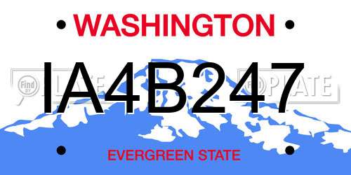 IA4B247 Washington License Plate