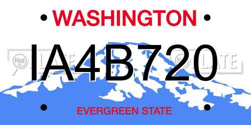 IA4B720 Washington License Plate