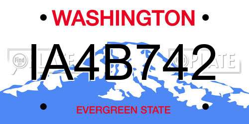 IA4B742 Washington License Plate