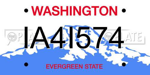 IA4I574 Washington License Plate