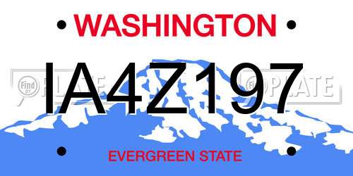 IA4Z197 Washington License Plate
