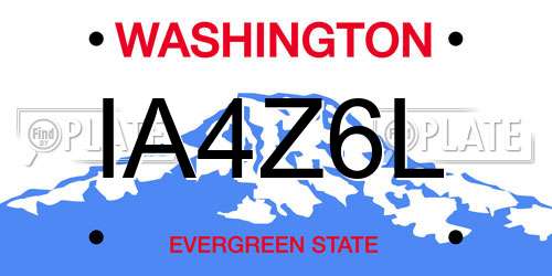 IA4Z6L Washington License Plate