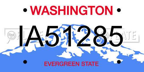 IA51285 Washington License Plate