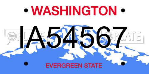 IA54567 Washington License Plate