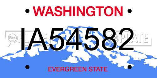 IA54582 Washington License Plate