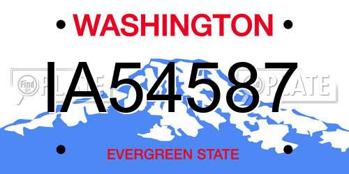 IA54587 Washington License Plate