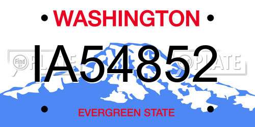 IA54852 Washington License Plate