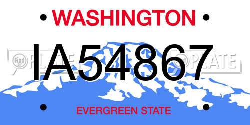 IA54867 Washington License Plate