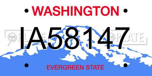 IA58147 Washington License Plate
