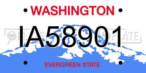 IA58901 Washington License Plate