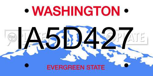 IA5D427 Washington License Plate