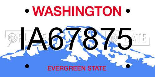 IA67875 Washington License Plate
