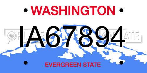IA67894 Washington License Plate