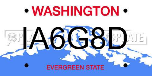 IA6G8D Washington License Plate
