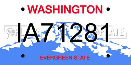 IA71281 Washington License Plate