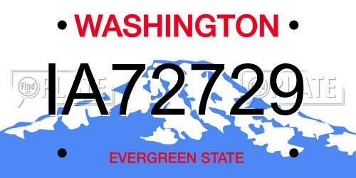IA72729 Washington License Plate