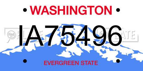 IA75496 Washington License Plate