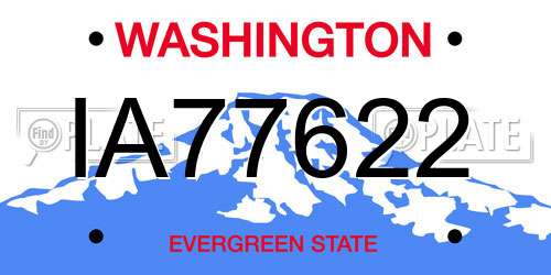 IA77622 Washington License Plate