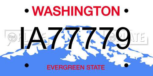 IA77779 Washington License Plate