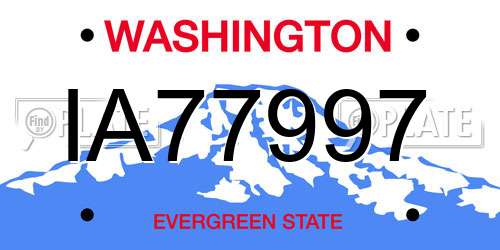 IA77997 Washington License Plate