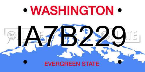 IA7B229 Washington License Plate