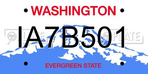 IA7B501 Washington License Plate