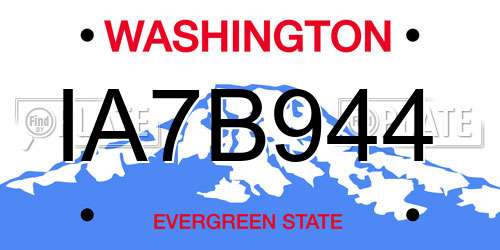 IA7B944 Washington License Plate