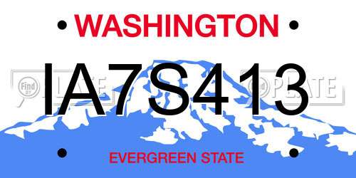 IA7S413 Washington License Plate