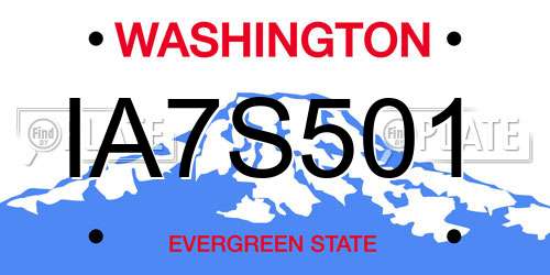 IA7S501 Washington License Plate