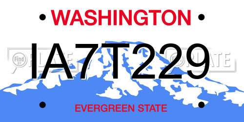 IA7T229 Washington License Plate