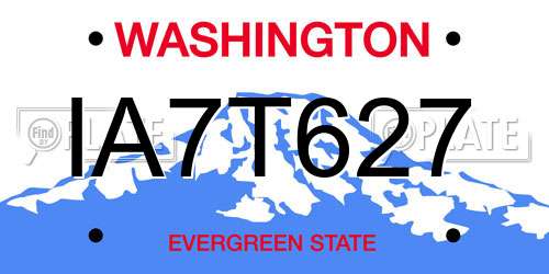 IA7T627 Washington License Plate