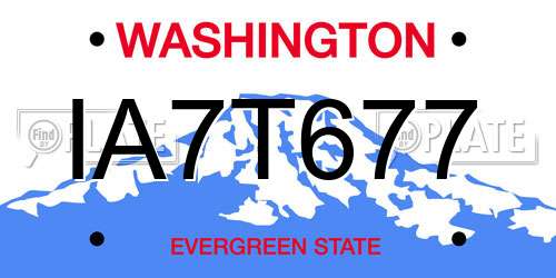 IA7T677 Washington License Plate