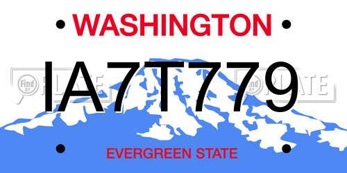IA7T779 Washington License Plate