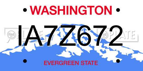 IA7Z672 Washington License Plate