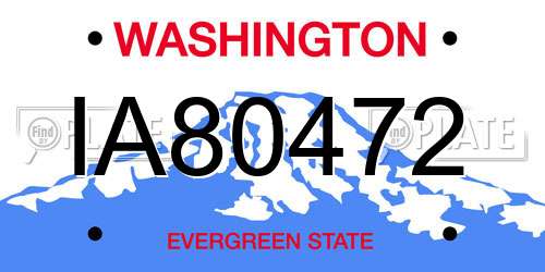IA80472 Washington License Plate