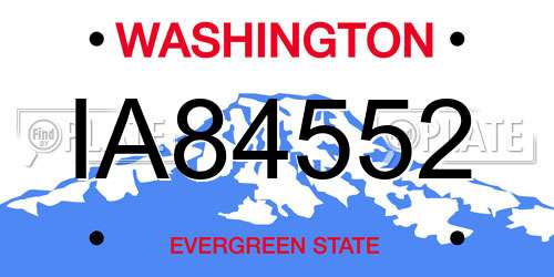 IA84552 Washington License Plate