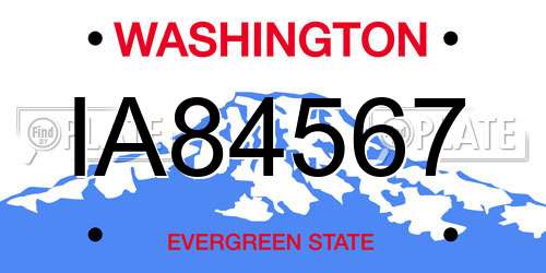 IA84567 Washington License Plate