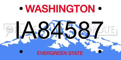 IA84587 Washington License Plate
