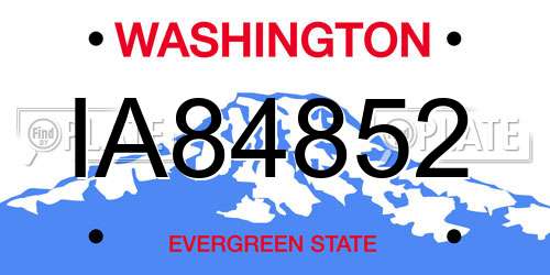IA84852 Washington License Plate