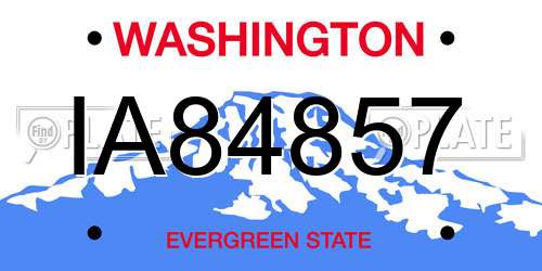 IA84857 Washington License Plate